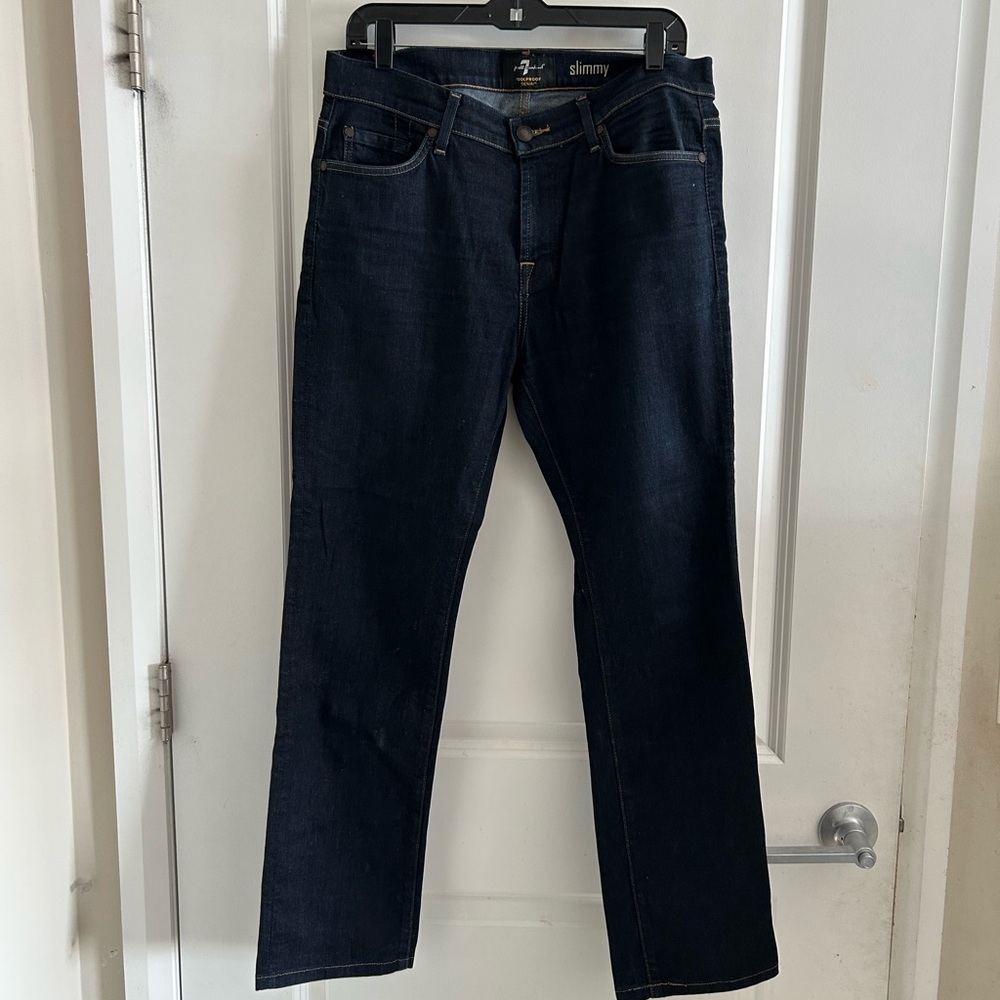 7 For All Mankind Men's Slim Jeans in Dark Blue